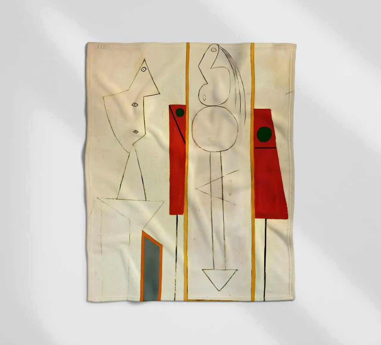 Forme surreali ispirate a Picasso - Arte astratta minimalista Pri coperta in pile da homdeco
