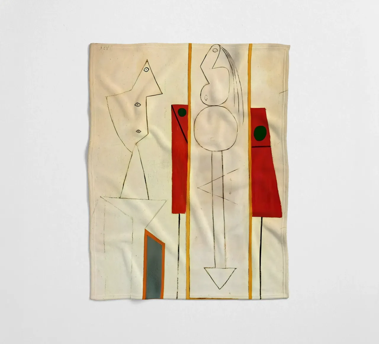 Forme surreali ispirate a Picasso - Arte astratta minimalista Pri coperta in pile da homdeco