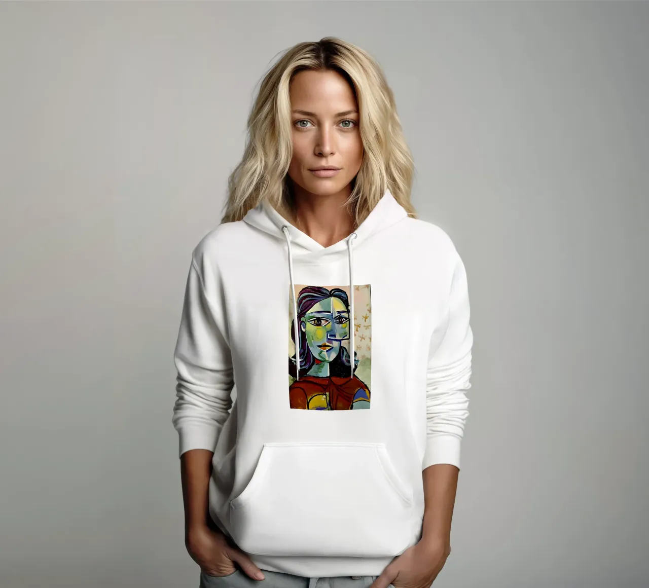 Ritratto di donna ispirato a Picasso - Stampa cubista in grassetto felpa con cappuccio da homdeco