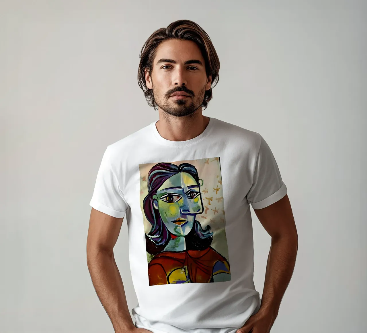 Ritratto di donna ispirato a Picasso - Stampa cubista in grassetto t-shirt da homdeco