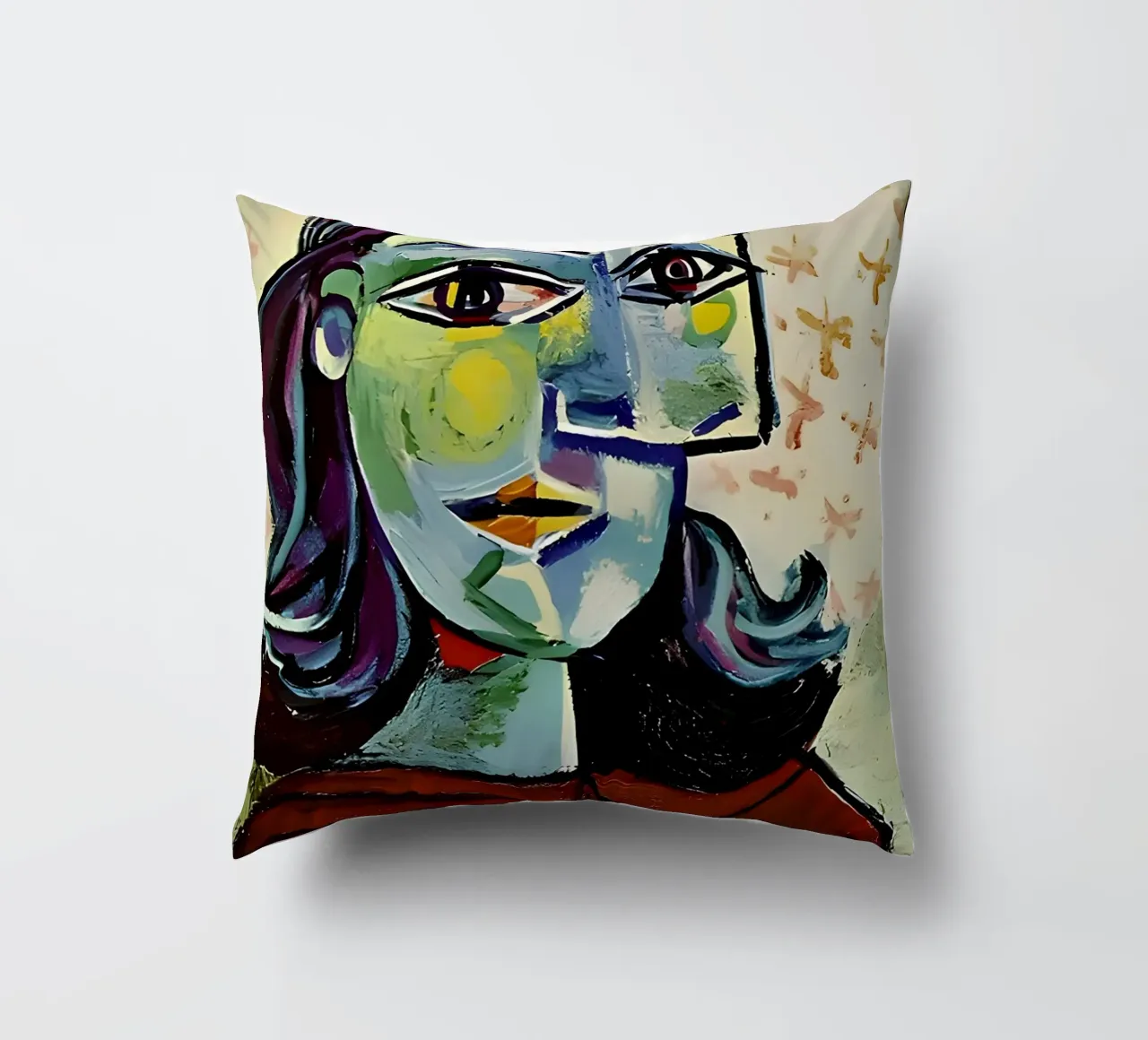 Ritratto di donna ispirato a Picasso - Stampa cubista in grassetto cuscino da homdeco