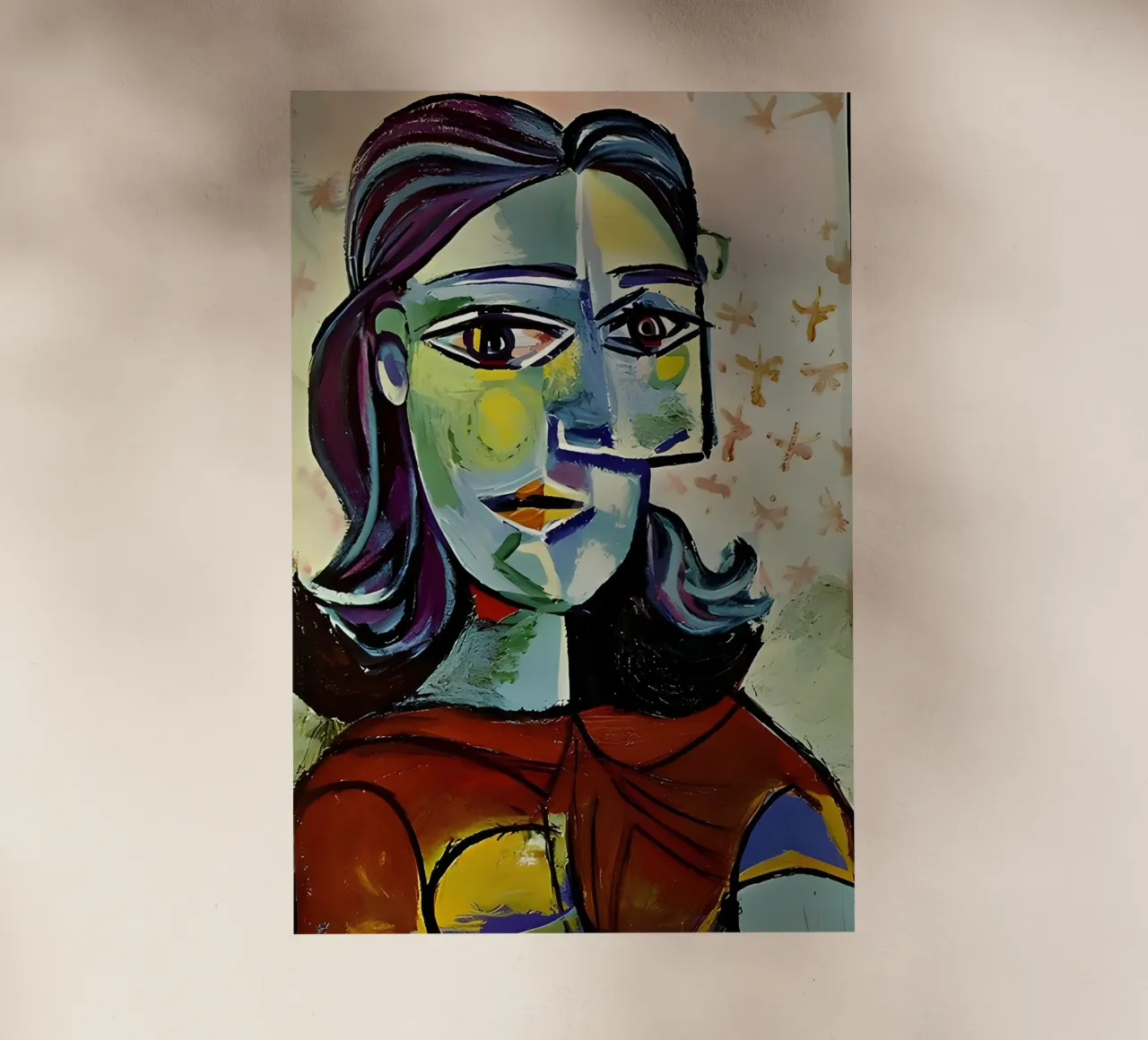 Ritratto di donna ispirato a Picasso - Stampa cubista in grassetto pellicola backlit da homdeco