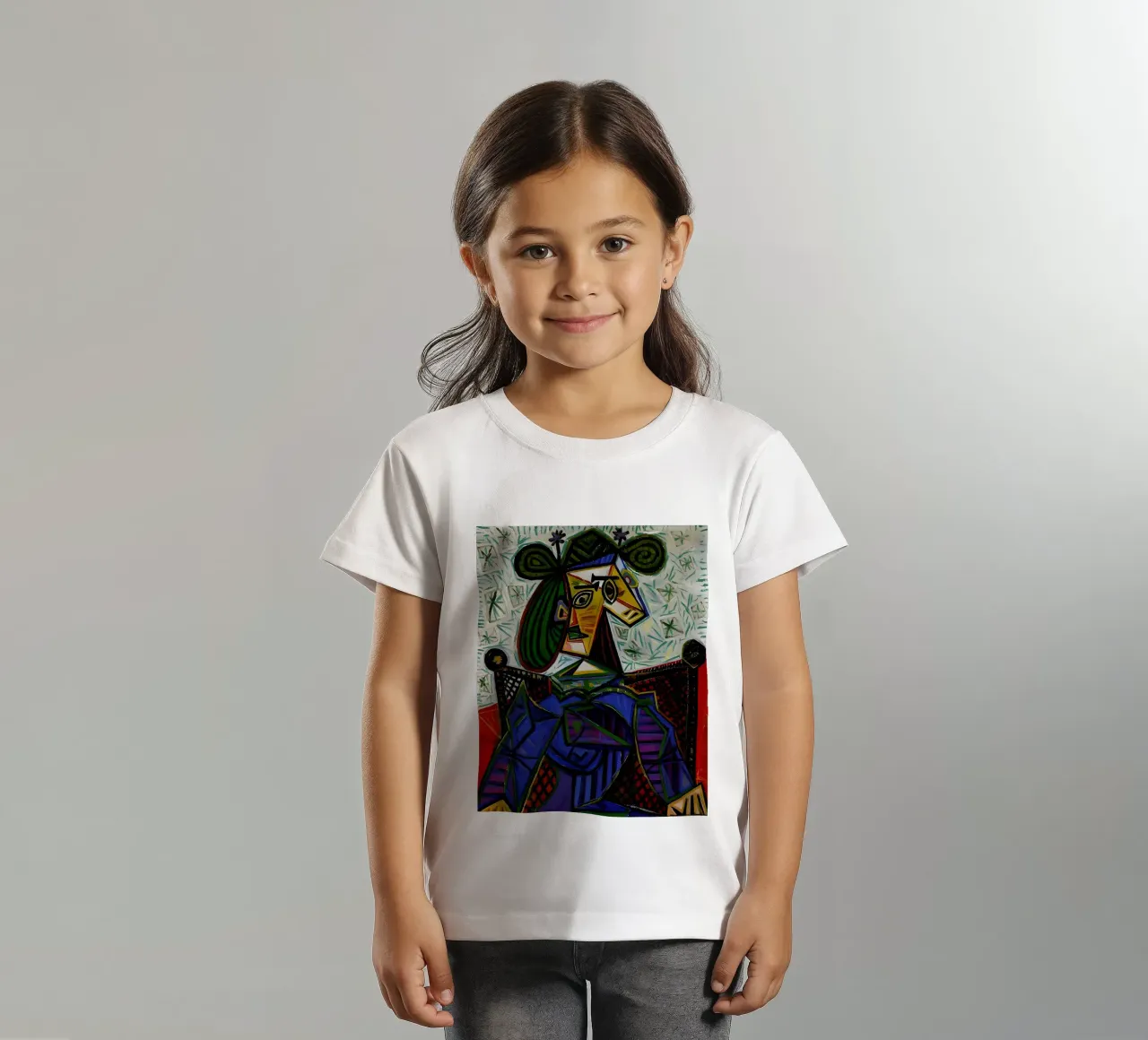 Picasso Inspired Woman in Hat - Iconic Cubist Portrait kids t-shirt by homdeco