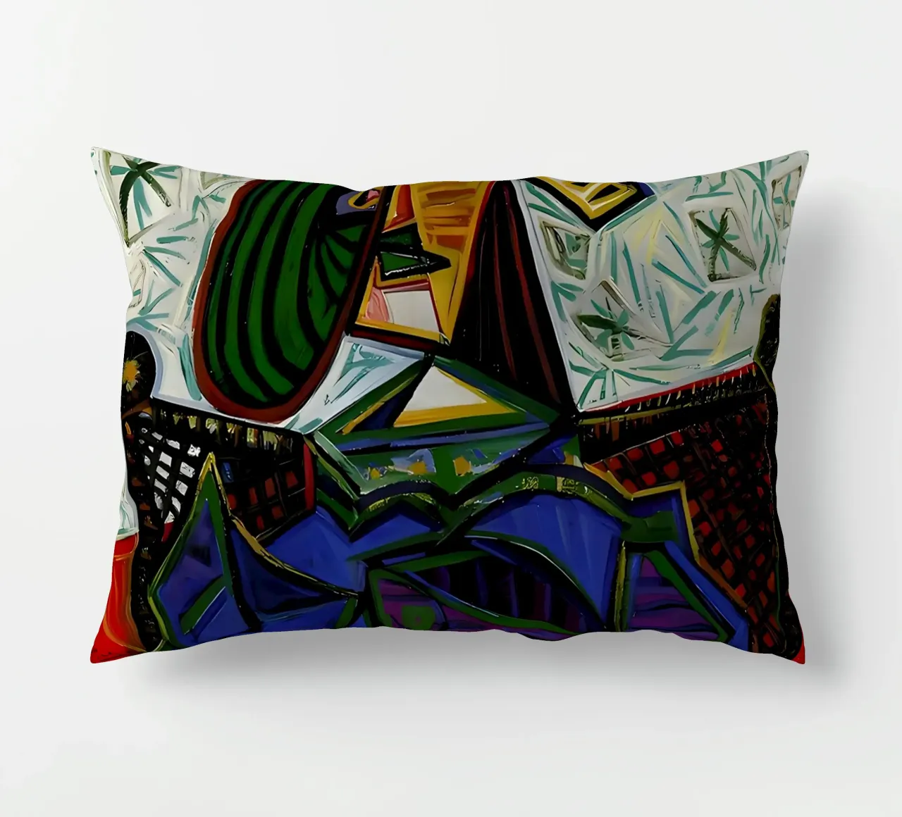 Donna con cappello ispirata a Picasso - Ritratto cubista iconico cuscino da homdeco
