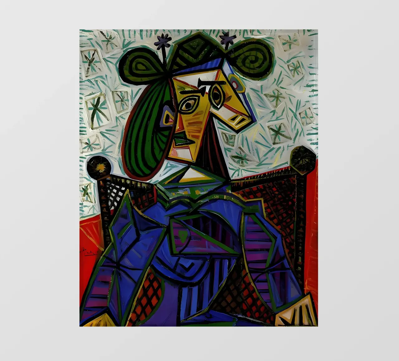 Donna con cappello ispirata a Picasso - Ritratto cubista iconico pellicola backlit da homdeco