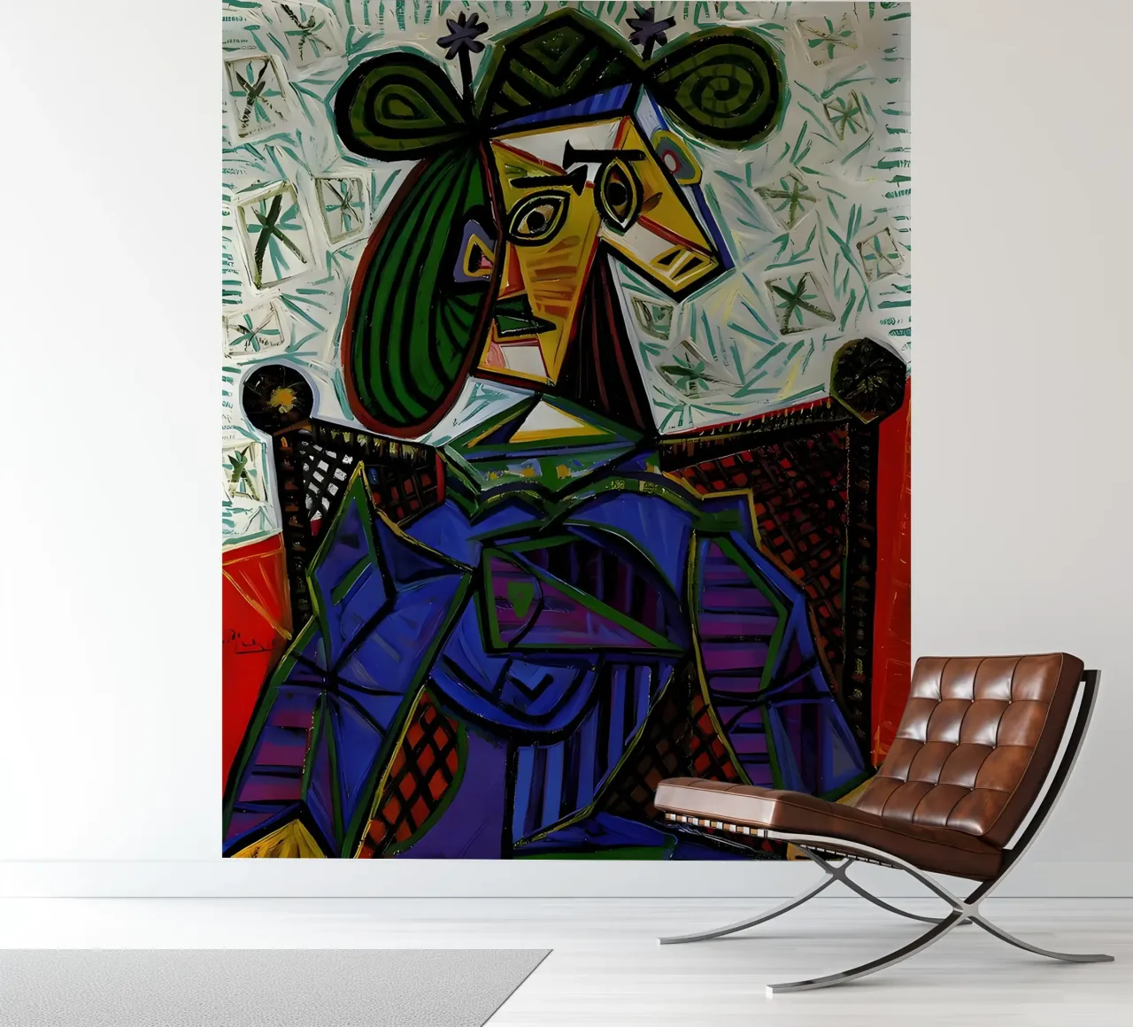 Picasso Inspired Woman in Hat - Iconic Cubist Portrait photo wallpaper by homdeco