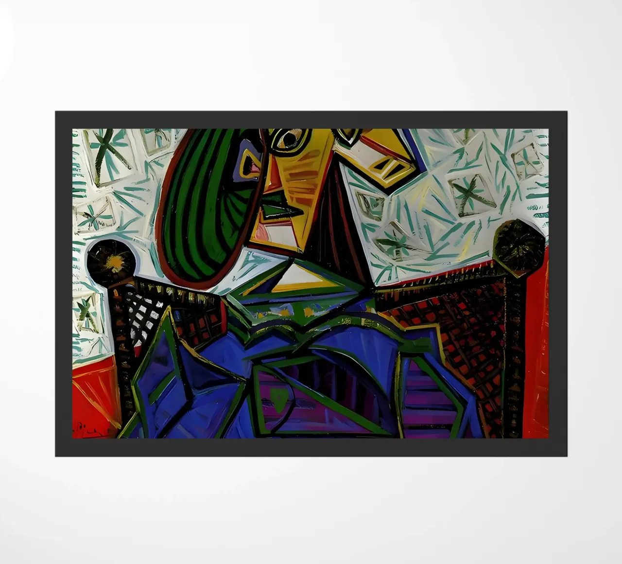 Donna con cappello ispirata a Picasso - Ritratto cubista iconico zerbino da homdeco