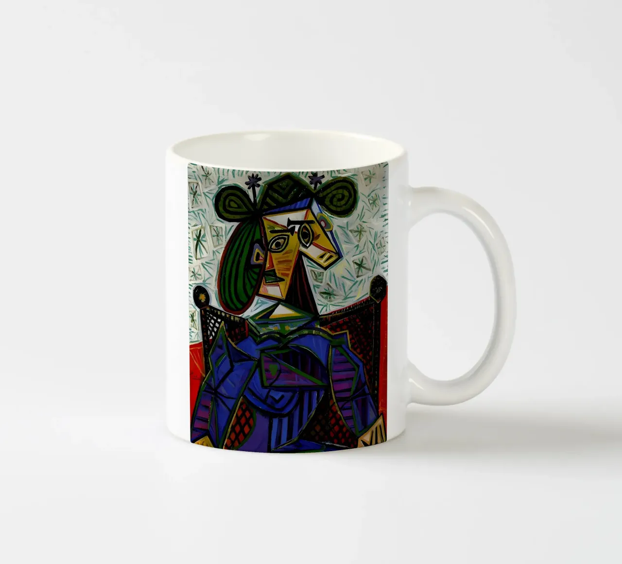 Donna con cappello ispirata a Picasso - Ritratto cubista iconico tazza in ceramica da homdeco