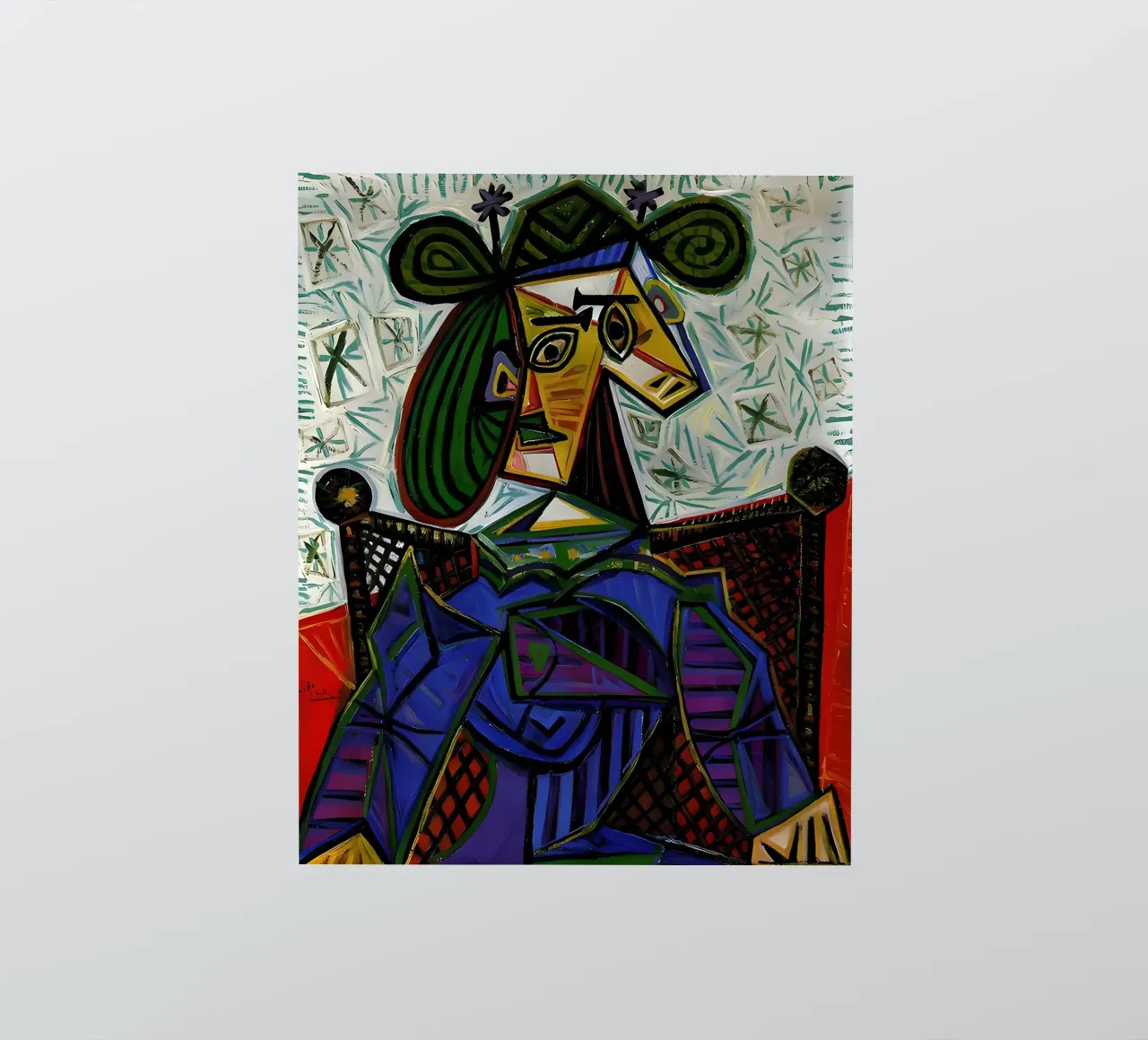 Donna con cappello ispirata a Picasso - Ritratto cubista iconico adesivo da homdeco