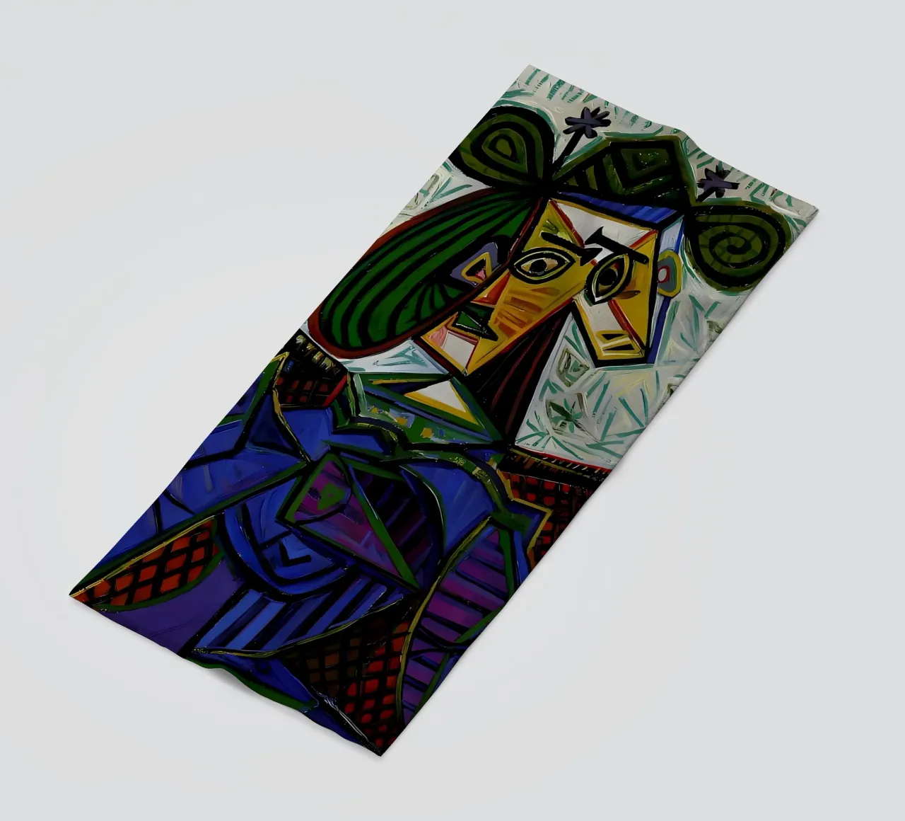Donna con cappello ispirata a Picasso - Ritratto cubista iconico telo mare da homdeco
