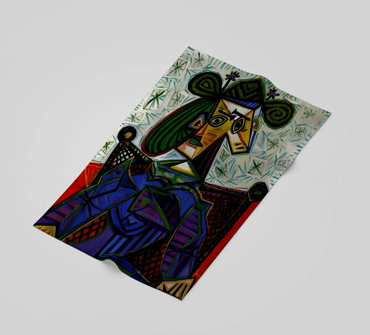 Donna con cappello ispirata a Picasso - Ritratto cubista iconico telo mare da homdeco