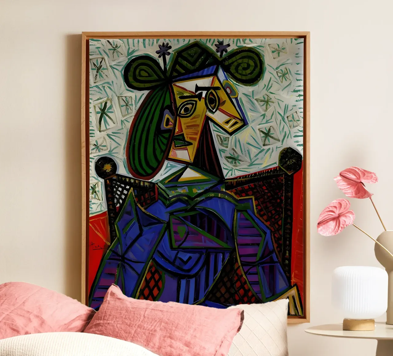 Donna con cappello ispirata a Picasso - Ritratto cubista iconico tela da homdeco