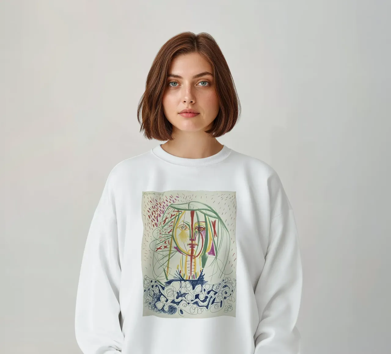 Picasso 1946 Abstraktes Frauenporträt - Avant-Garde Line Art Sweatshirt von homdeco