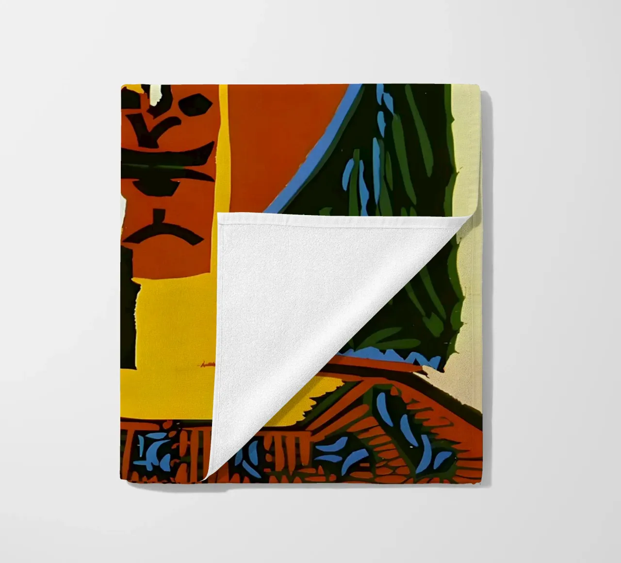 Testa di donna ispirata a Picasso - Vivace ritratto cubista telo mare da homdeco