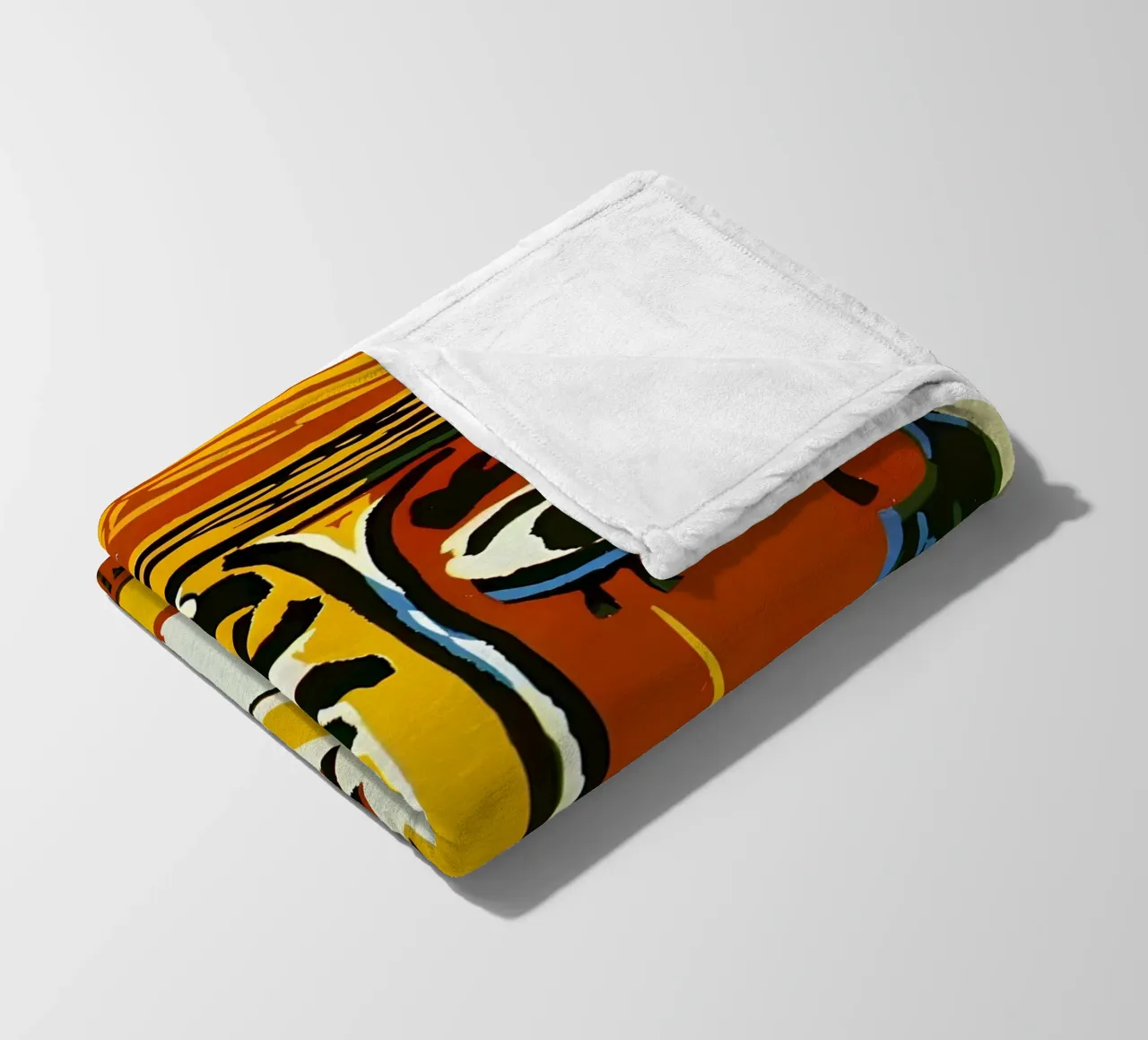 Testa di donna ispirata a Picasso - Vivace ritratto cubista coperta in pile da homdeco