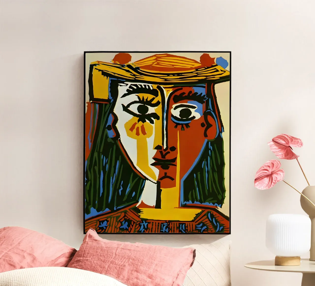 Testa di donna ispirata a Picasso - Vivace ritratto cubista plexiglass da homdeco