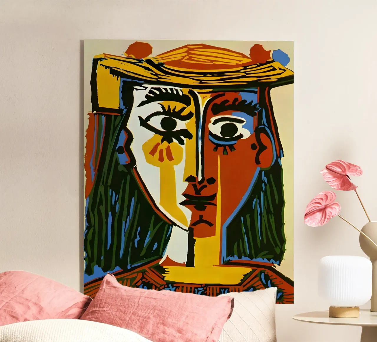 Testa di donna ispirata a Picasso - Vivace ritratto cubista plexiglass da homdeco