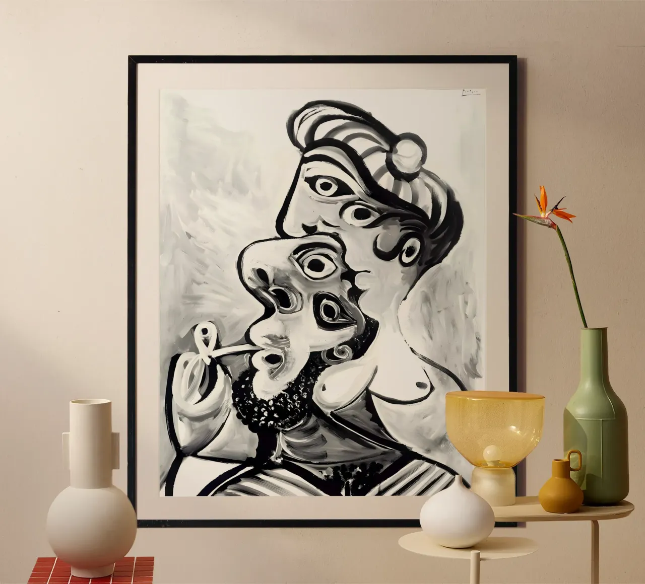 Ritratto astratto in bianco e nero ispirato a Picasso poster da homdeco