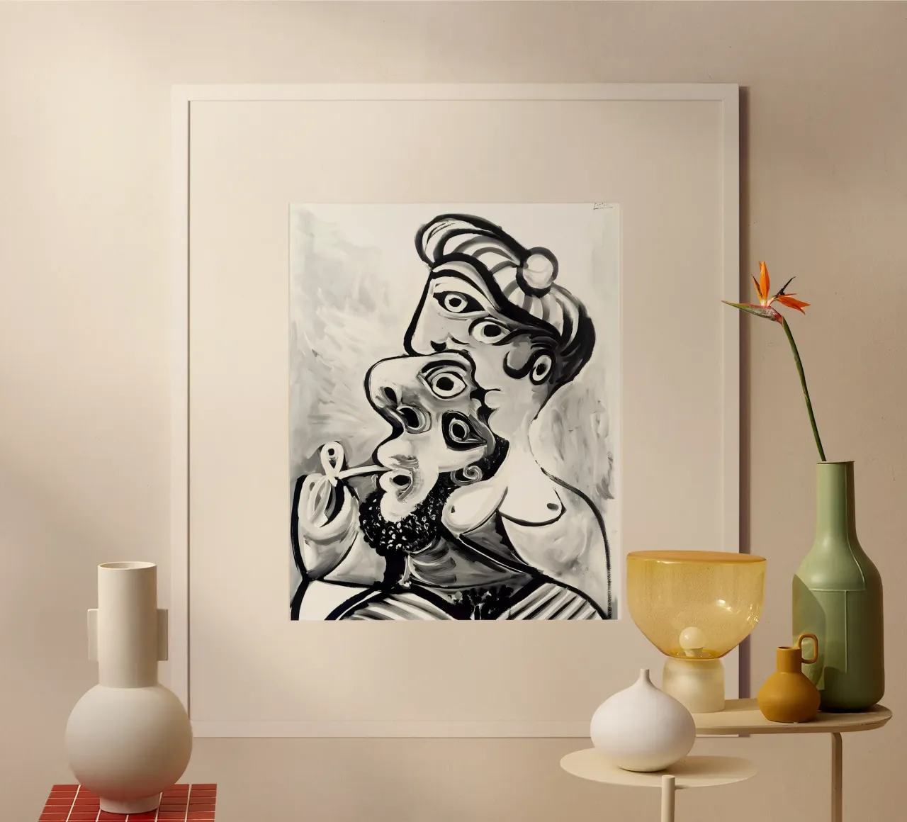 Ritratto astratto in bianco e nero ispirato a Picasso poster da homdeco