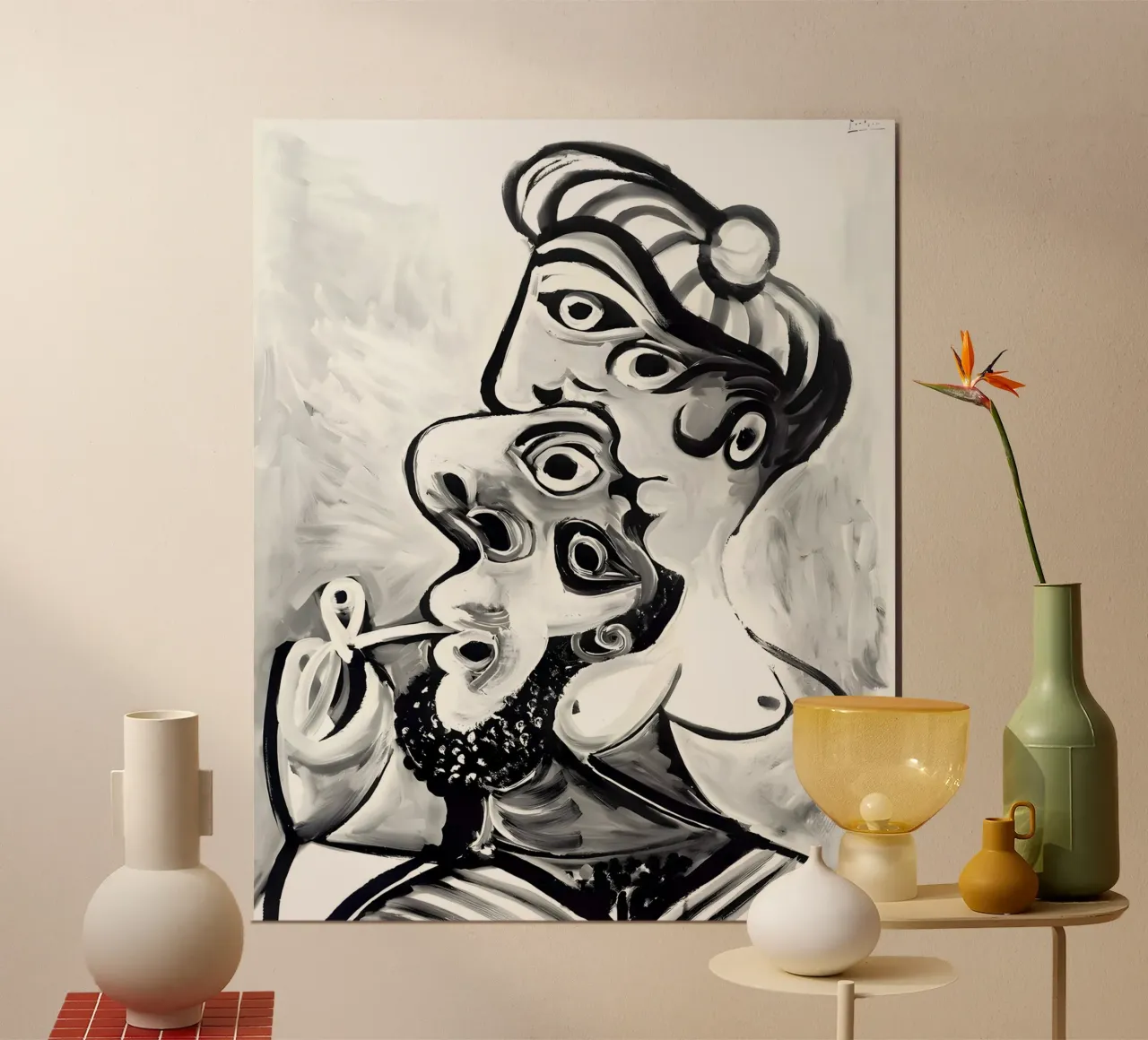Ritratto astratto in bianco e nero ispirato a Picasso poster da homdeco