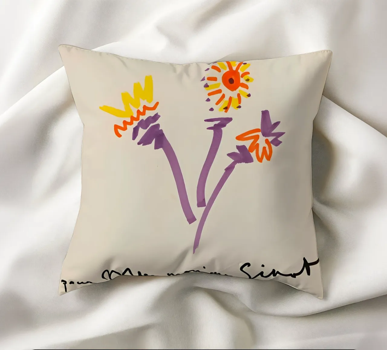 Picasso Bouquet 1964 - Vibrant Abstract Floral Print decorative cushion by homdeco