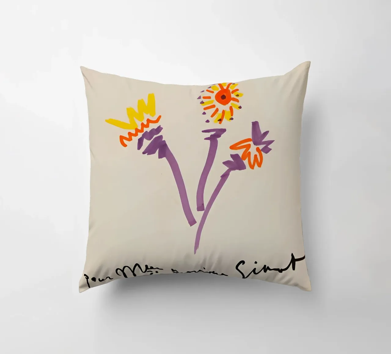Picasso Bouquet 1964 - Vibrant Abstract Floral Print decorative cushion by homdeco