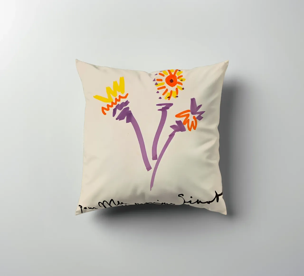 Picasso Bouquet 1964 - Vibrant Abstract Floral Print decorative cushion by homdeco