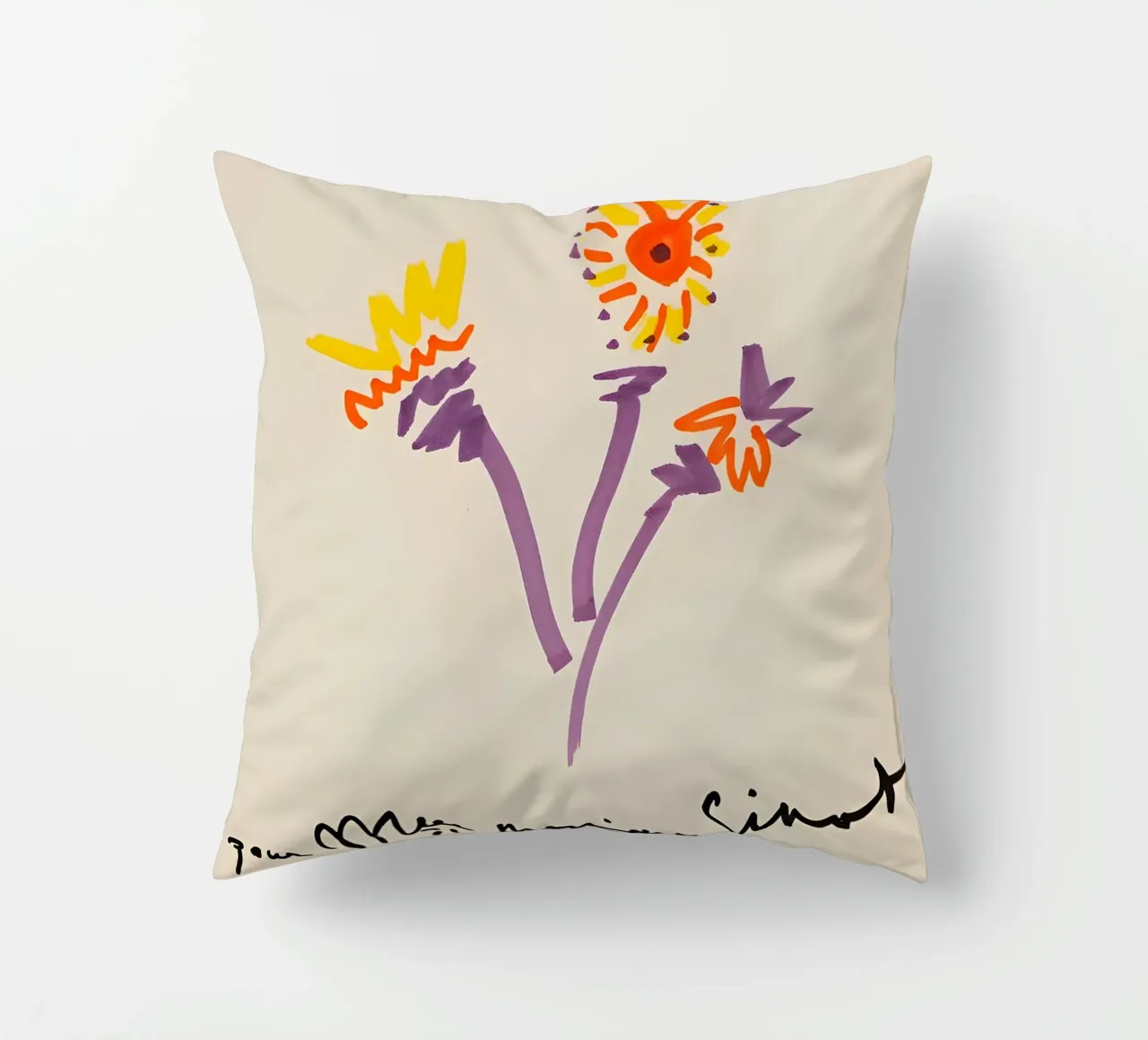 Picasso Bouquet 1964 - Vibrant Abstract Floral Print decorative cushion by homdeco