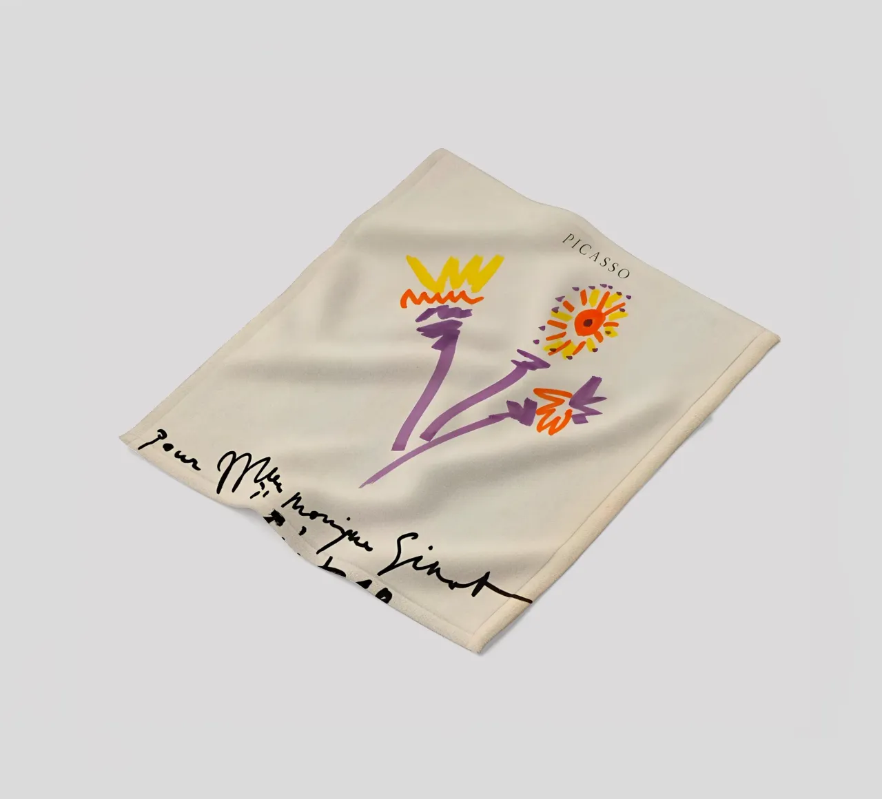 Picasso Bouquet 1964 - Vibrant Abstract Floral Print fleece blanket by homdeco