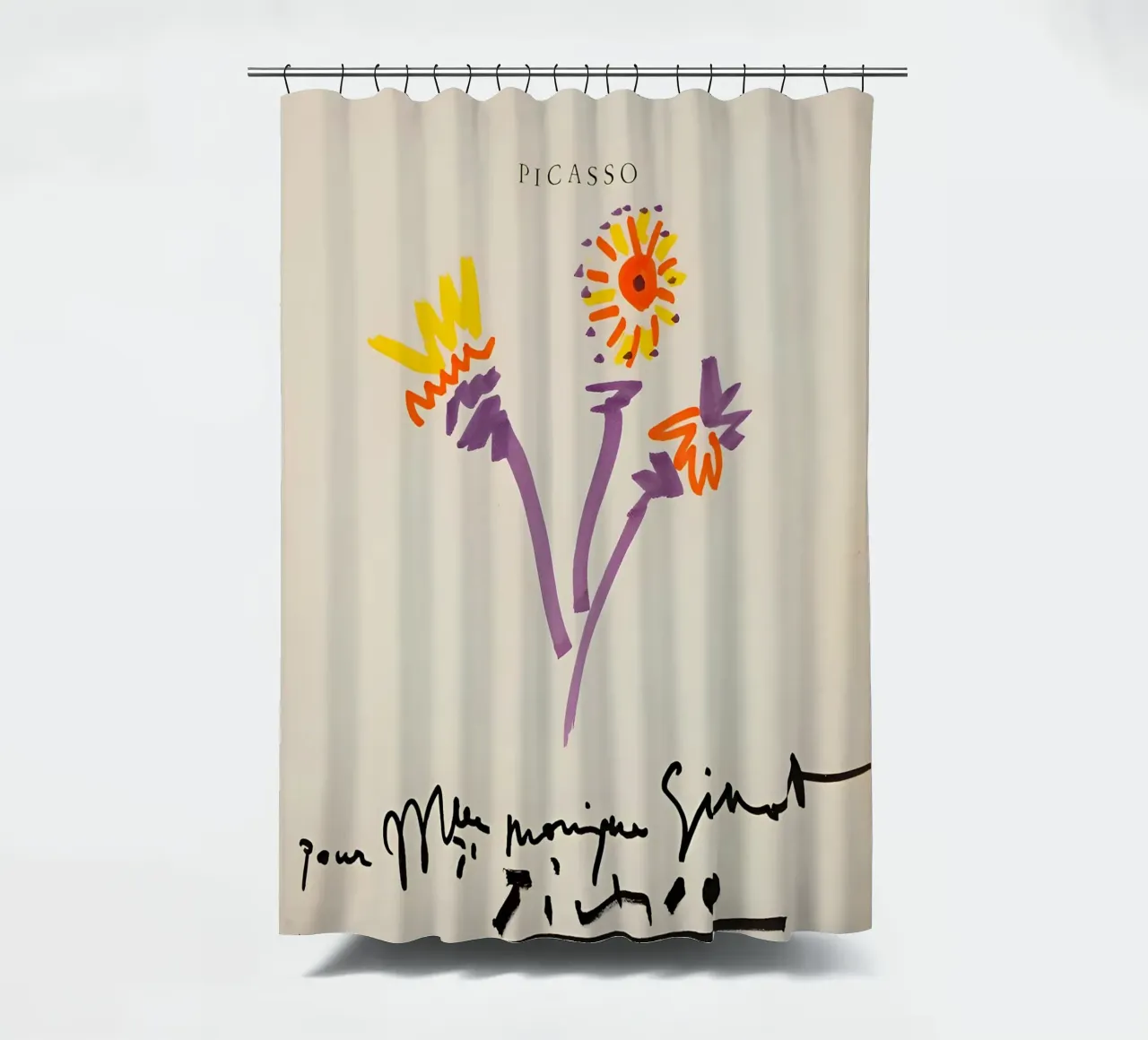 Picasso Bouquet 1964 - Vibrant Abstract Floral Print shower curtain by homdeco
