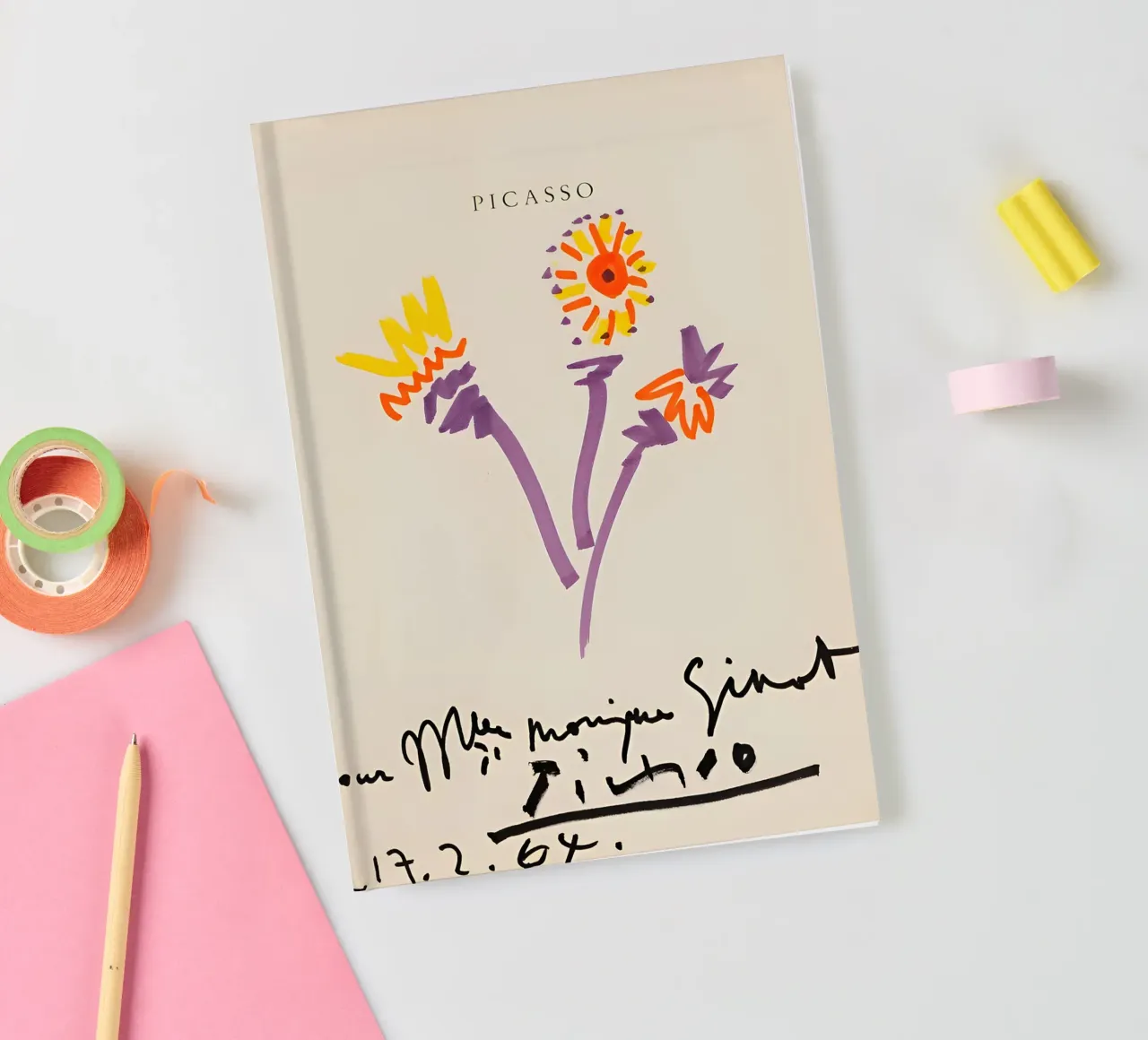 Picasso Bouquet 1964 - Vibrant Abstract Floral Print notebook by homdeco