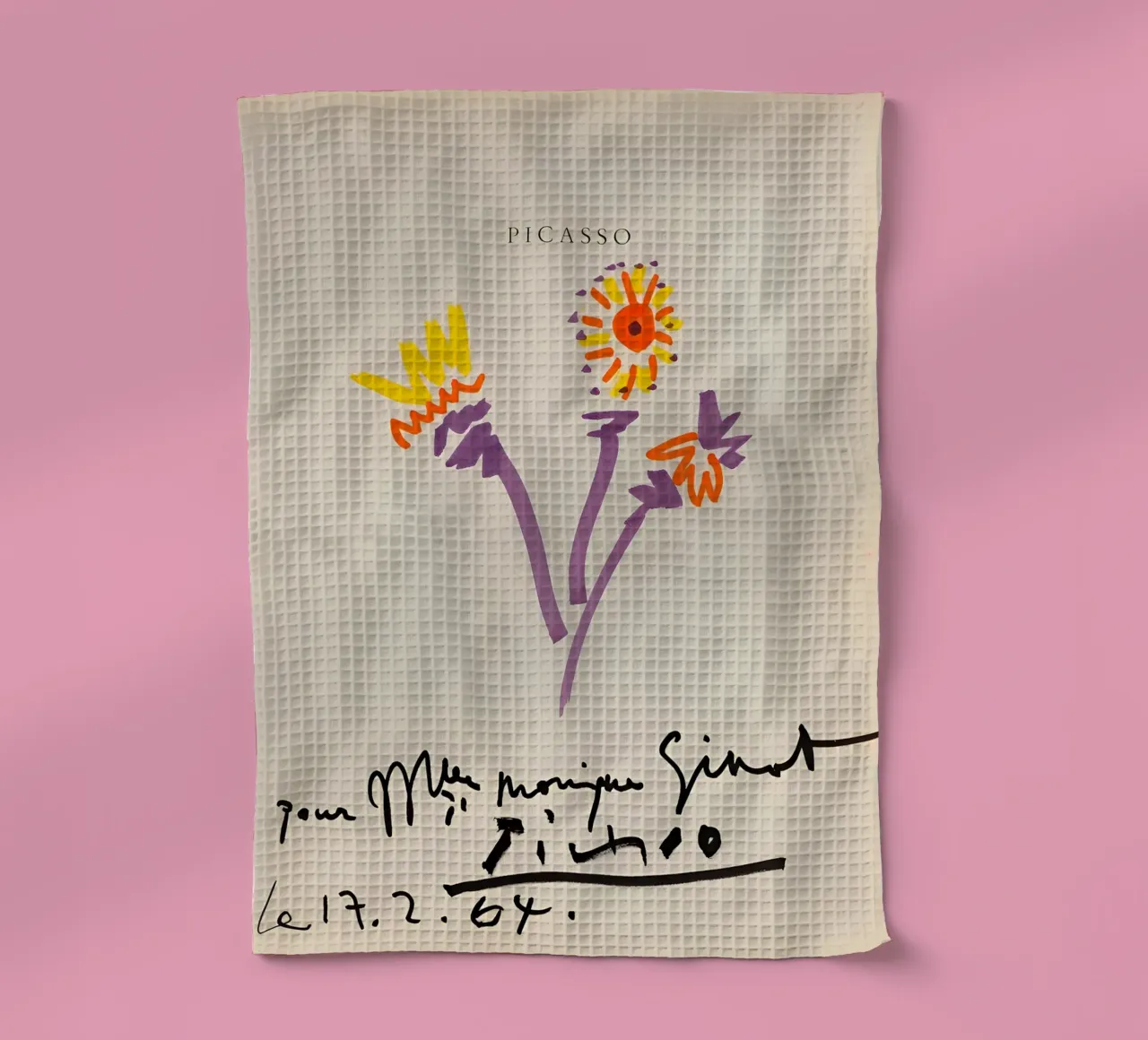 Picasso Bouquet 1964 - Lebendiger abstrakter Blumendruck Geschirrtuch von homdeco