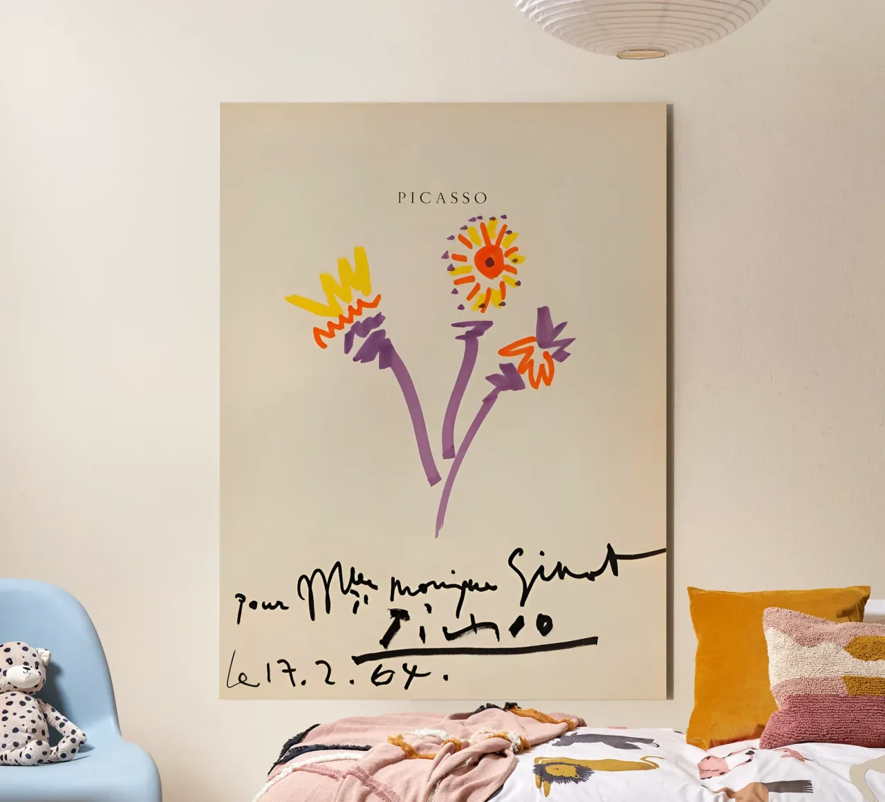 Picasso Bouquet 1964 - Vibrant Abstract Floral Print forex plate by homdeco
