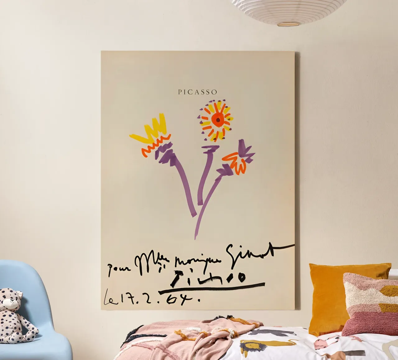 Picasso Bouquet 1964 - Levendige abstracte bloemenprint canvas met Baklijst van homdeco