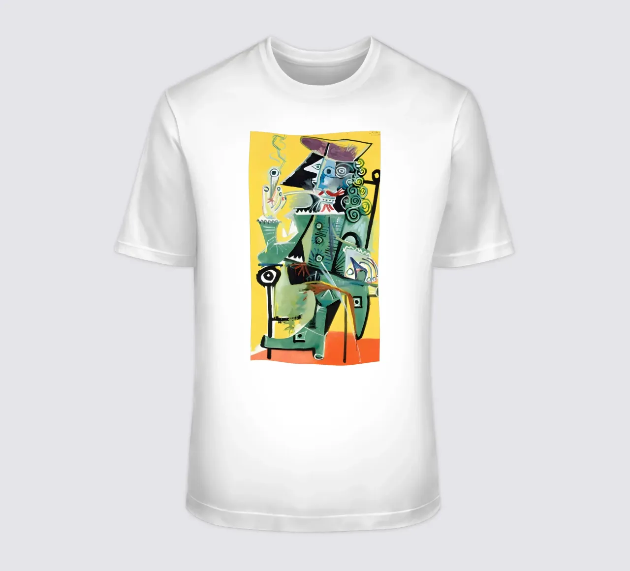 Von Picasso inspirierter Musketier - Kühnes kubistisches Porträt T-Shirt von homdeco