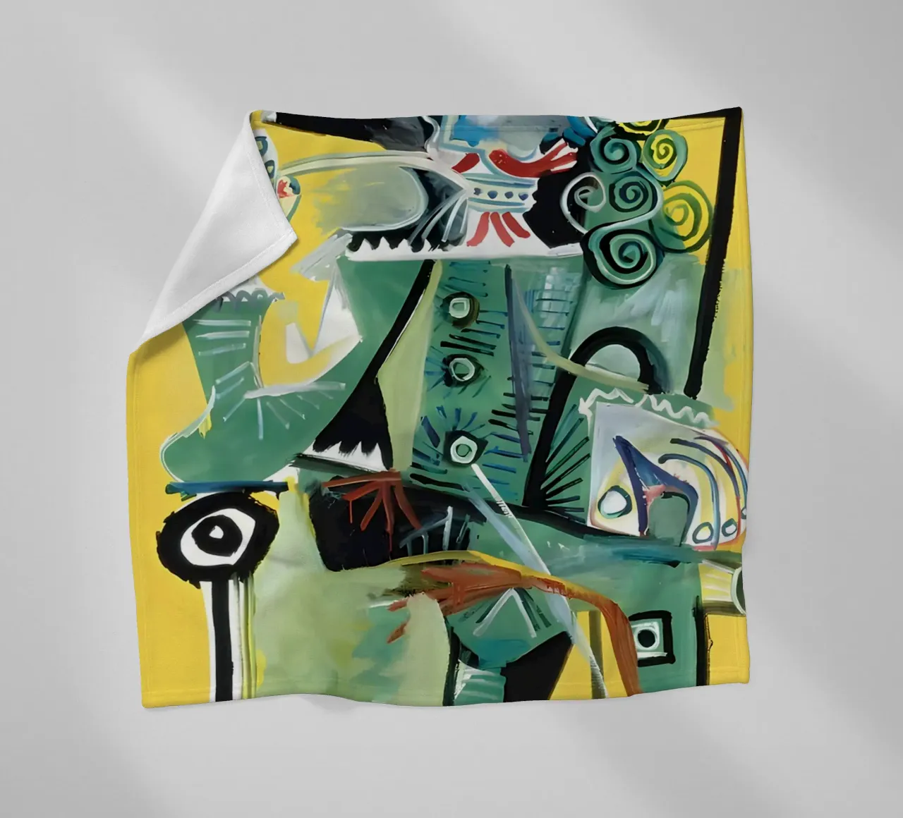 Picasso Inspired Musketeer - Bold Cubist Portrait fleece blanket by homdeco