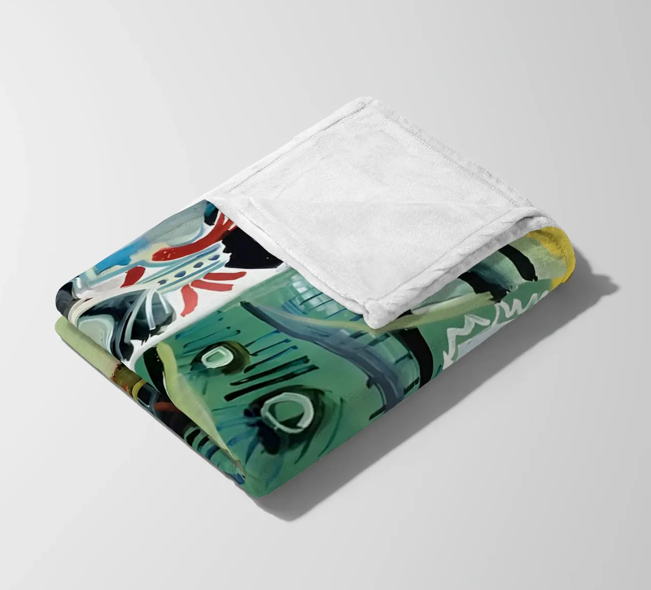 Picasso Inspired Musketeer - Bold Cubist Portrait fleece blanket by homdeco