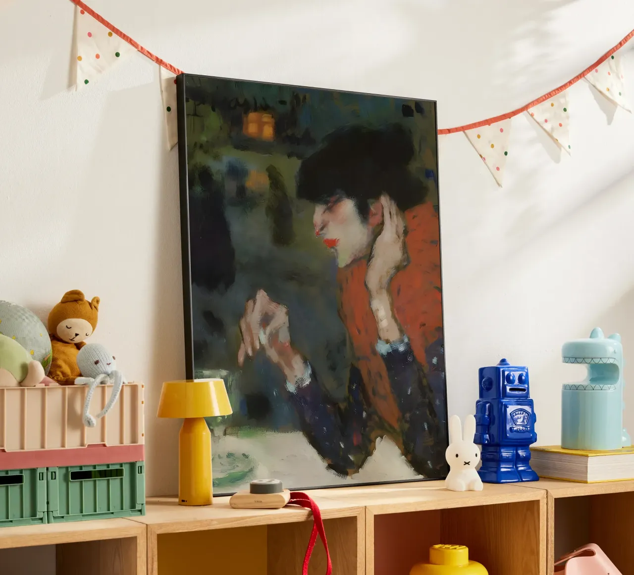 Donna del caffè ispirata a Picasso - Scena notturna espressiva pannello forex da homdeco