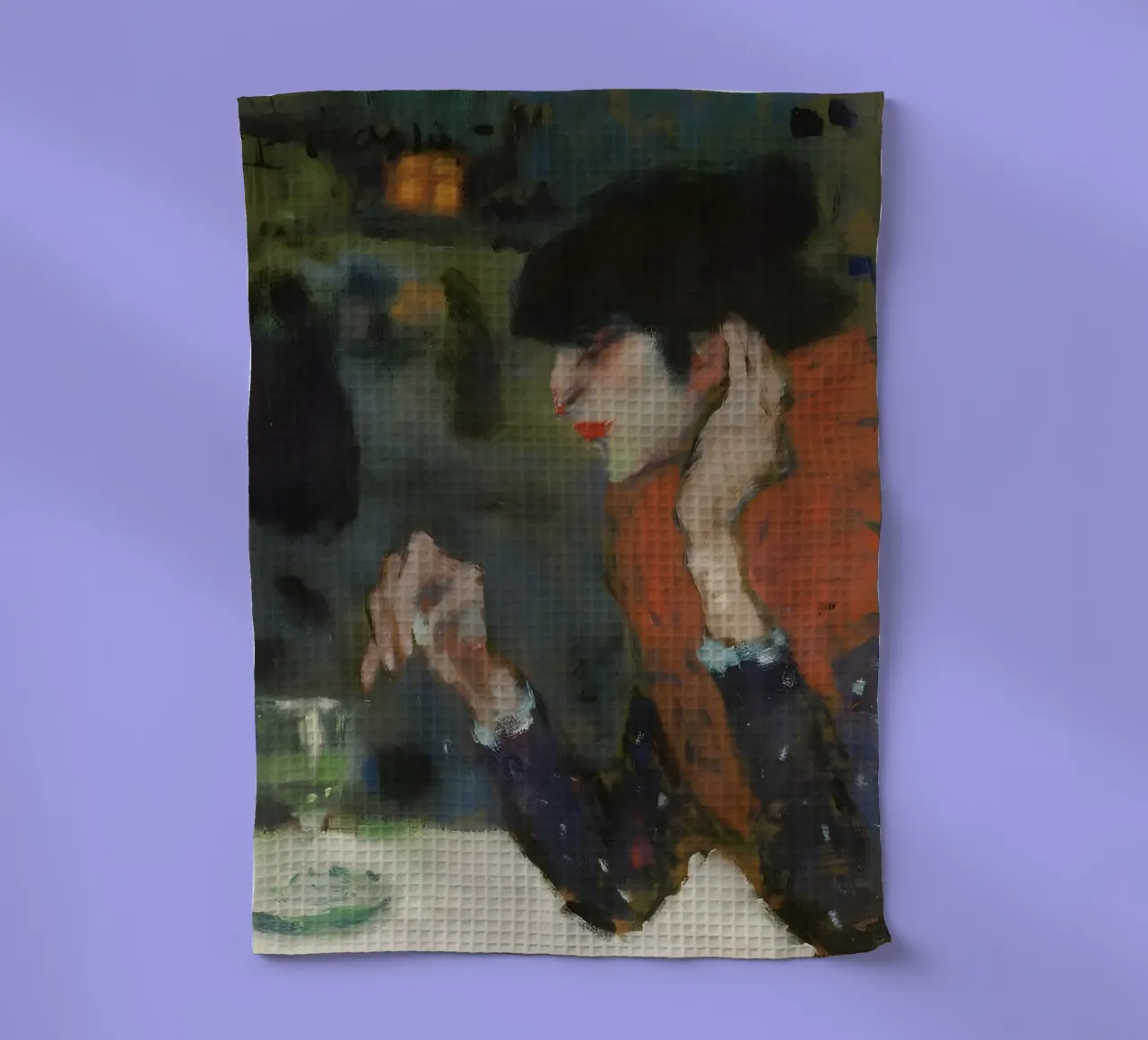 Donna del caffè ispirata a Picasso - Scena notturna espressiva canovaccio da cucina da homdeco