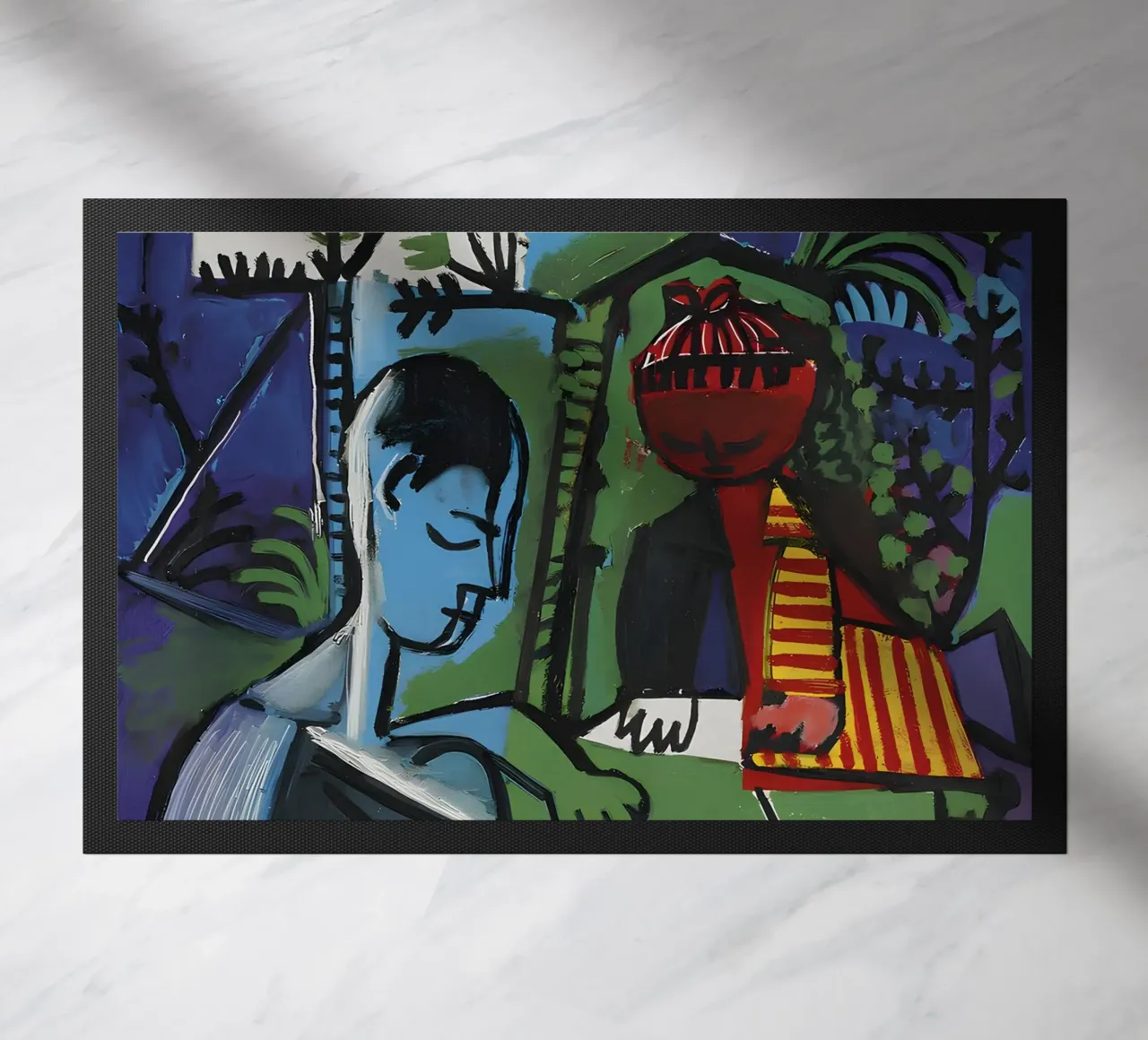 Figures dans la nature inspirées de Picasso - Scène cubiste audacieuse paillasson de homdeco
