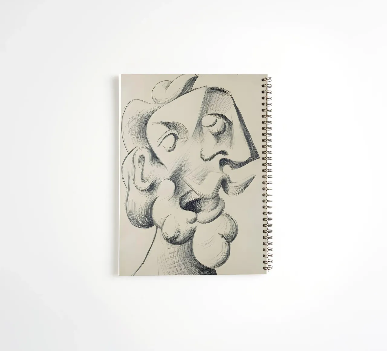Picasso Abstract Portrait - Expressive Line Drawing 1940 spiral notebook by homdeco