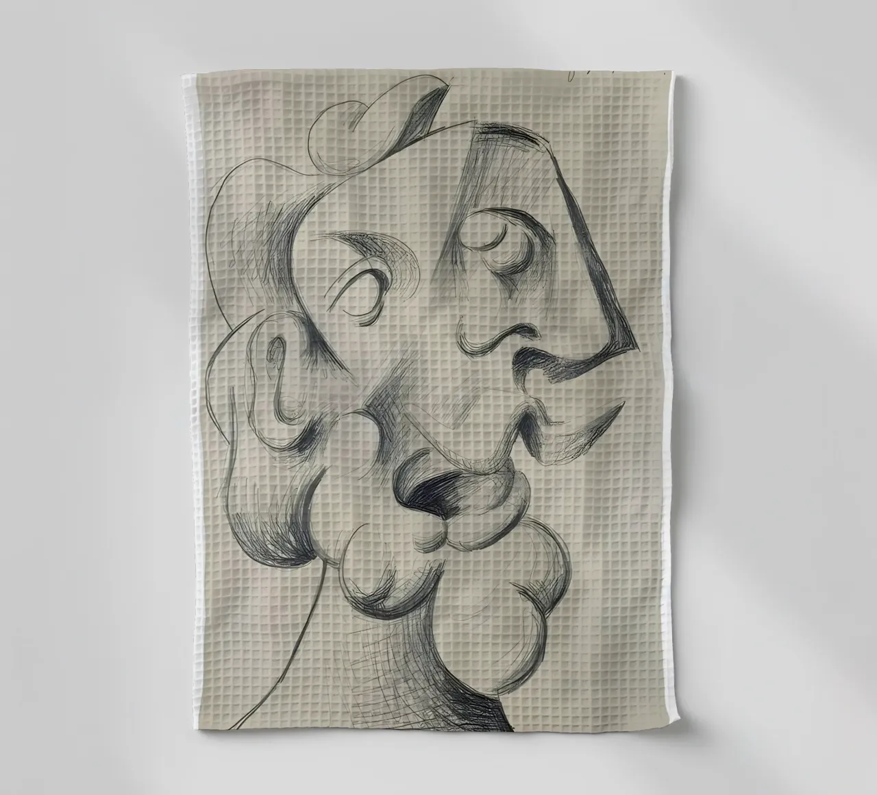 Portrait abstrait de Picasso - Dessin au trait expressif 1940 torchon de homdeco
