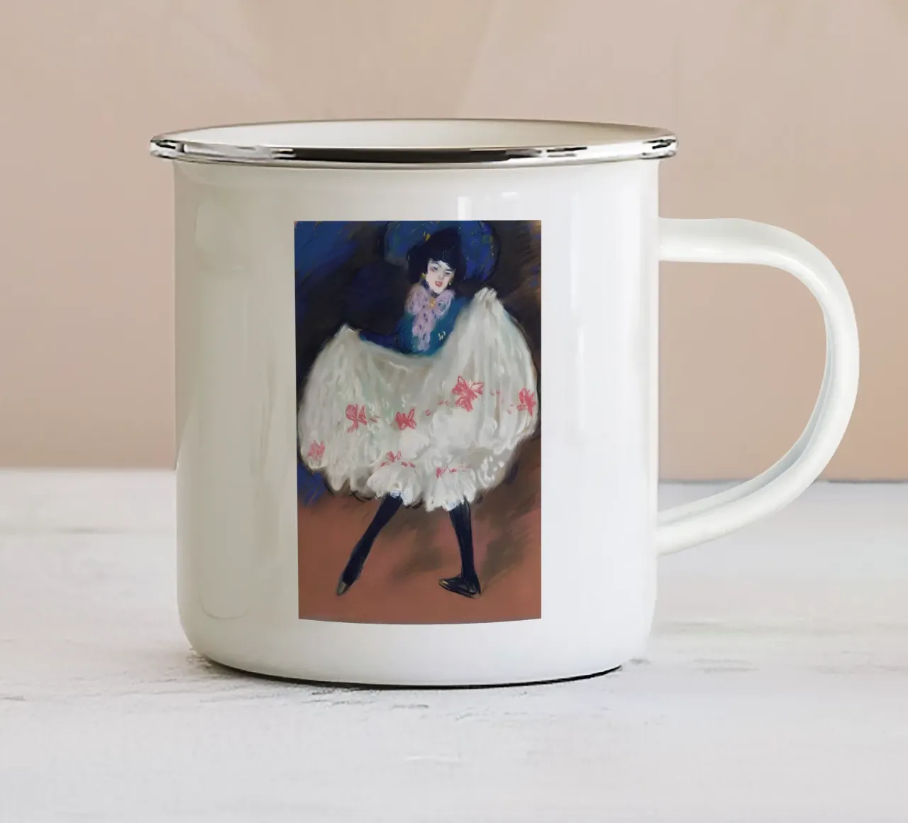Ballerina di can-can ispirata a Picasso - Belle Époque Vibe tazza in smalto da homdeco