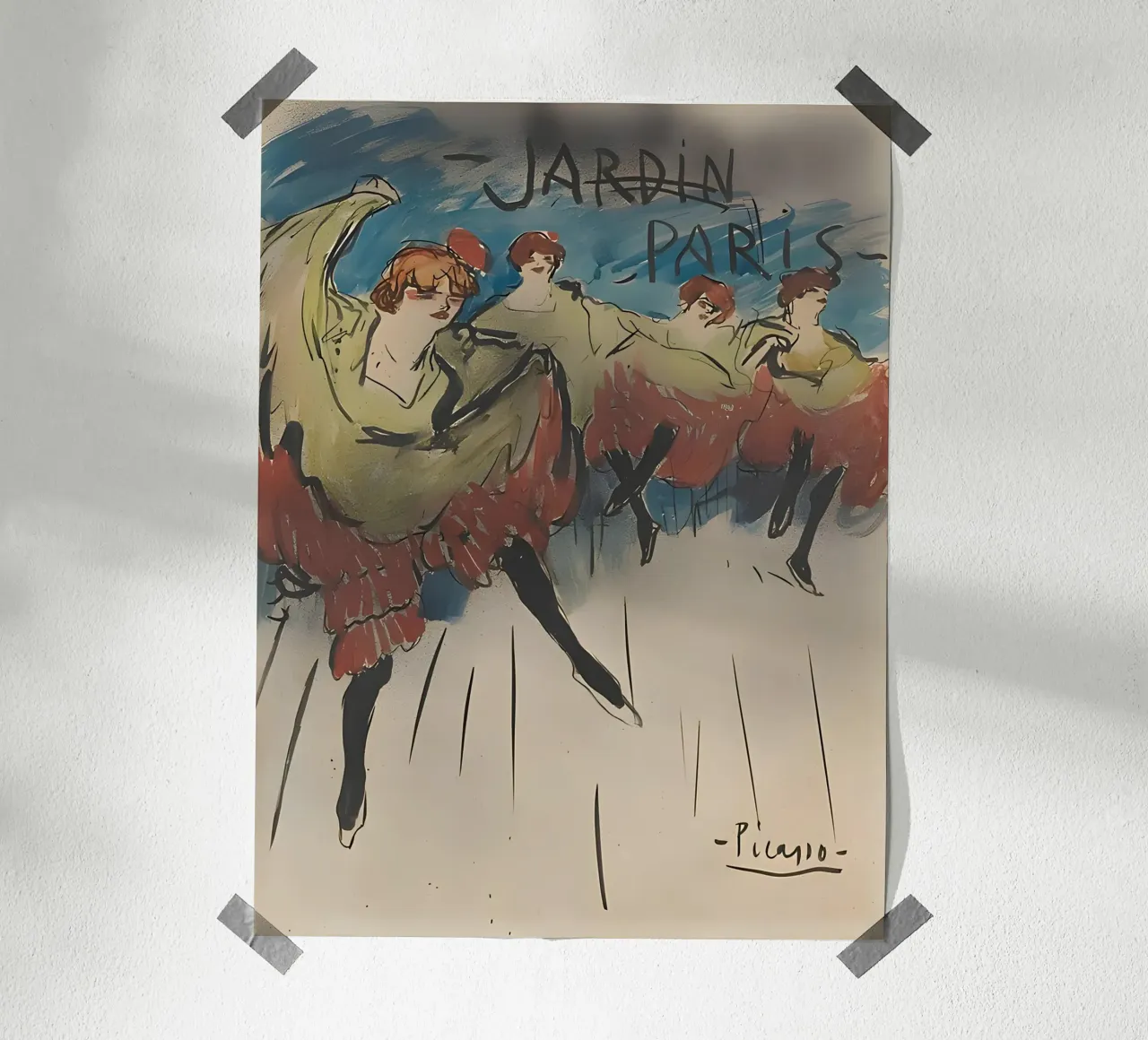 Ballerine di Picasso Jardin de Paris - Poster d'epoca per cabaret poster con telaio in alluminio da homdeco