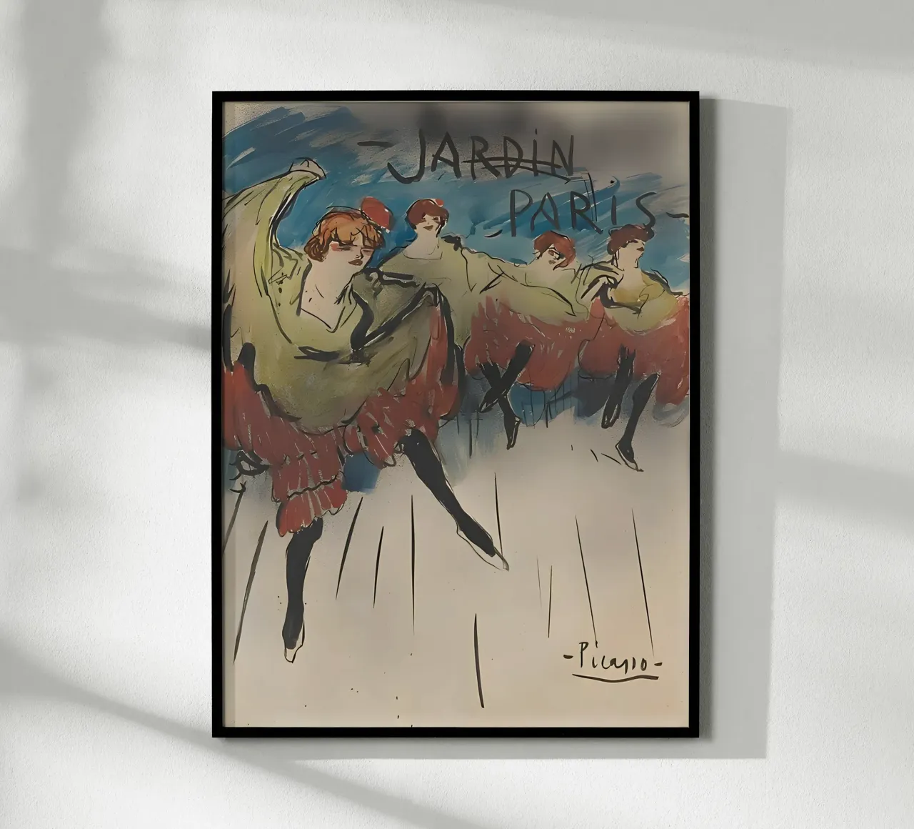 Ballerine di Picasso Jardin de Paris - Poster d'epoca per cabaret poster con telaio in alluminio da homdeco