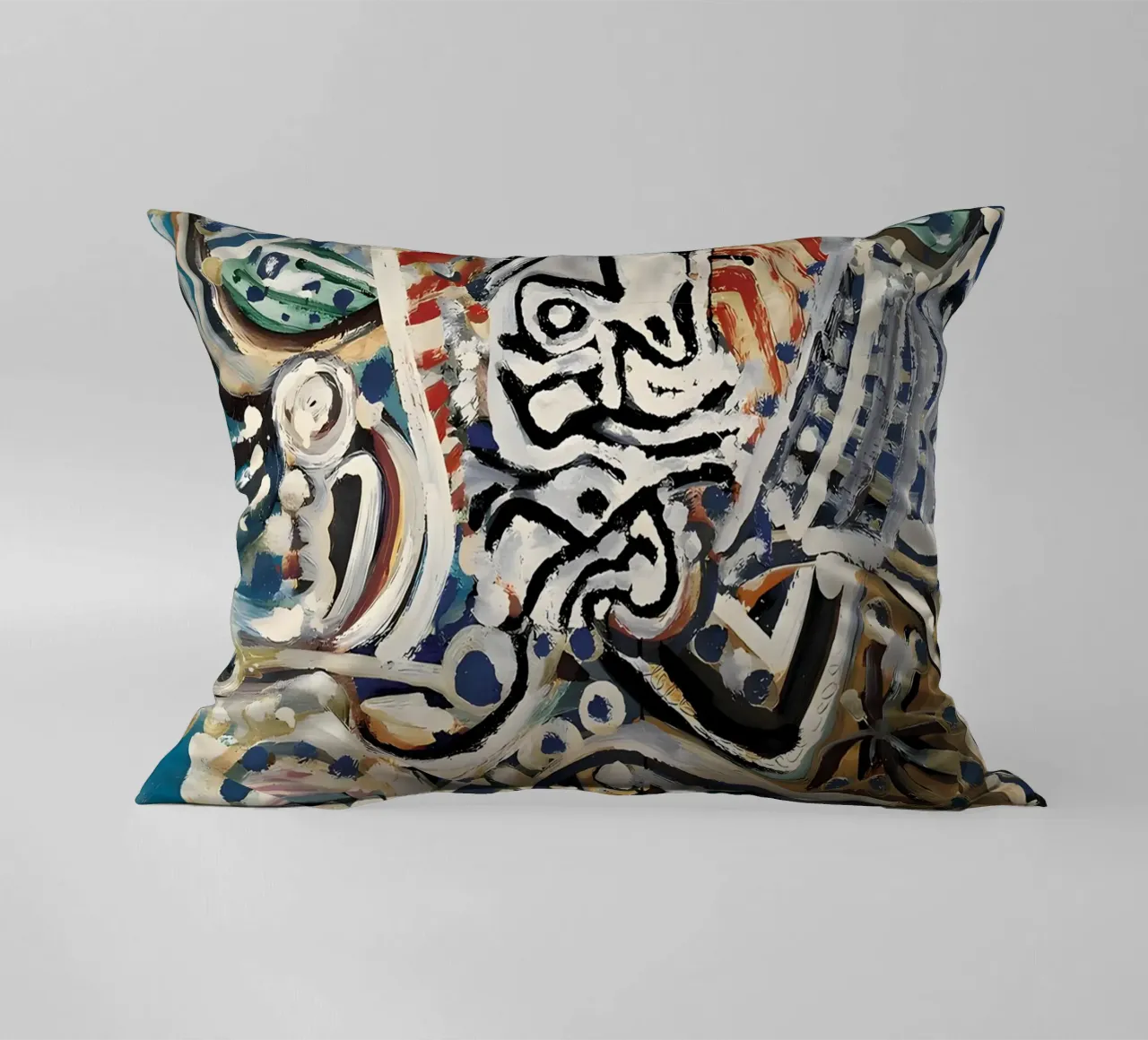 Picasso Inspired Abstract Figure - Intense Expressive Art decorative cushion by homdeco