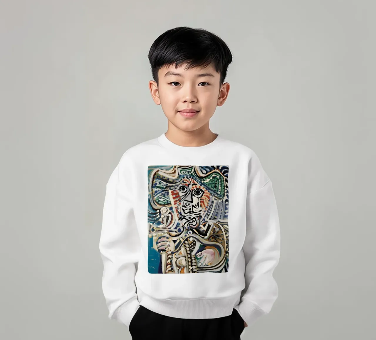 Figura astratta ispirata a Picasso - Arte espressiva intensa felpa bambino da homdeco