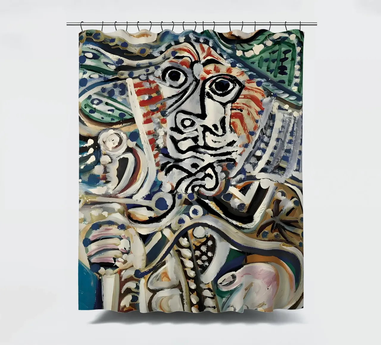 Op Picasso geïnspireerd abstract figuur - Intense expressieve kunst douchegordijn van homdeco
