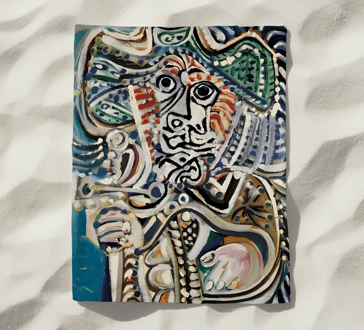 Picasso Inspired Abstract Figure - Intense Expressive Art beach towel by homdeco
