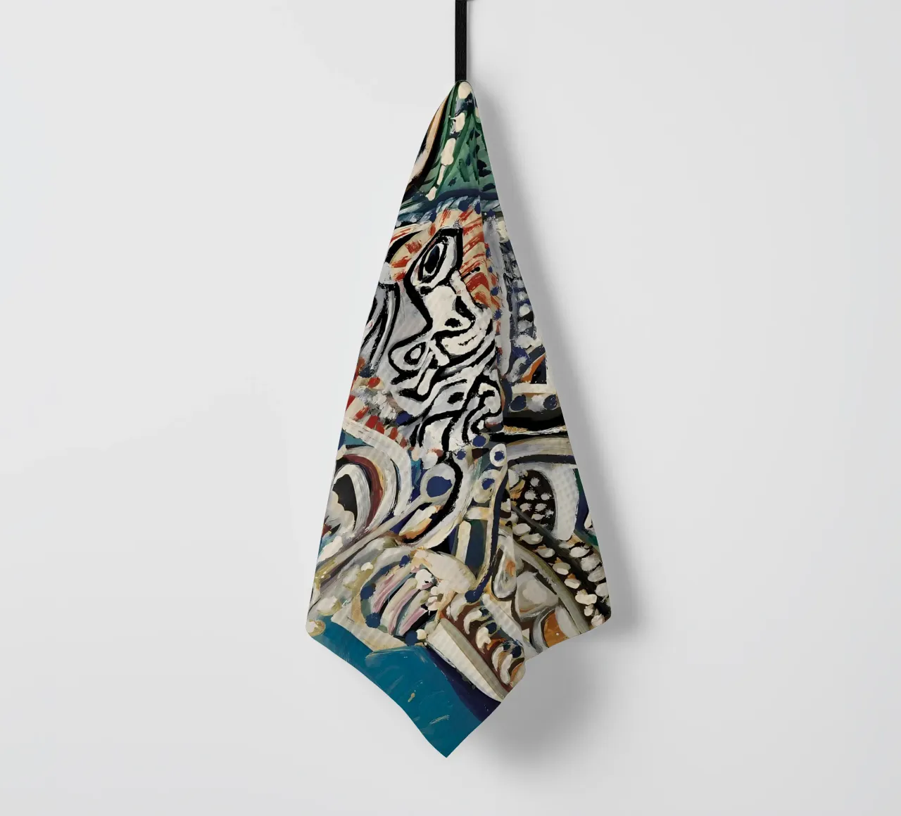 Picasso Inspired Abstract Figure - Intense Expressive Art tea towel by homdeco